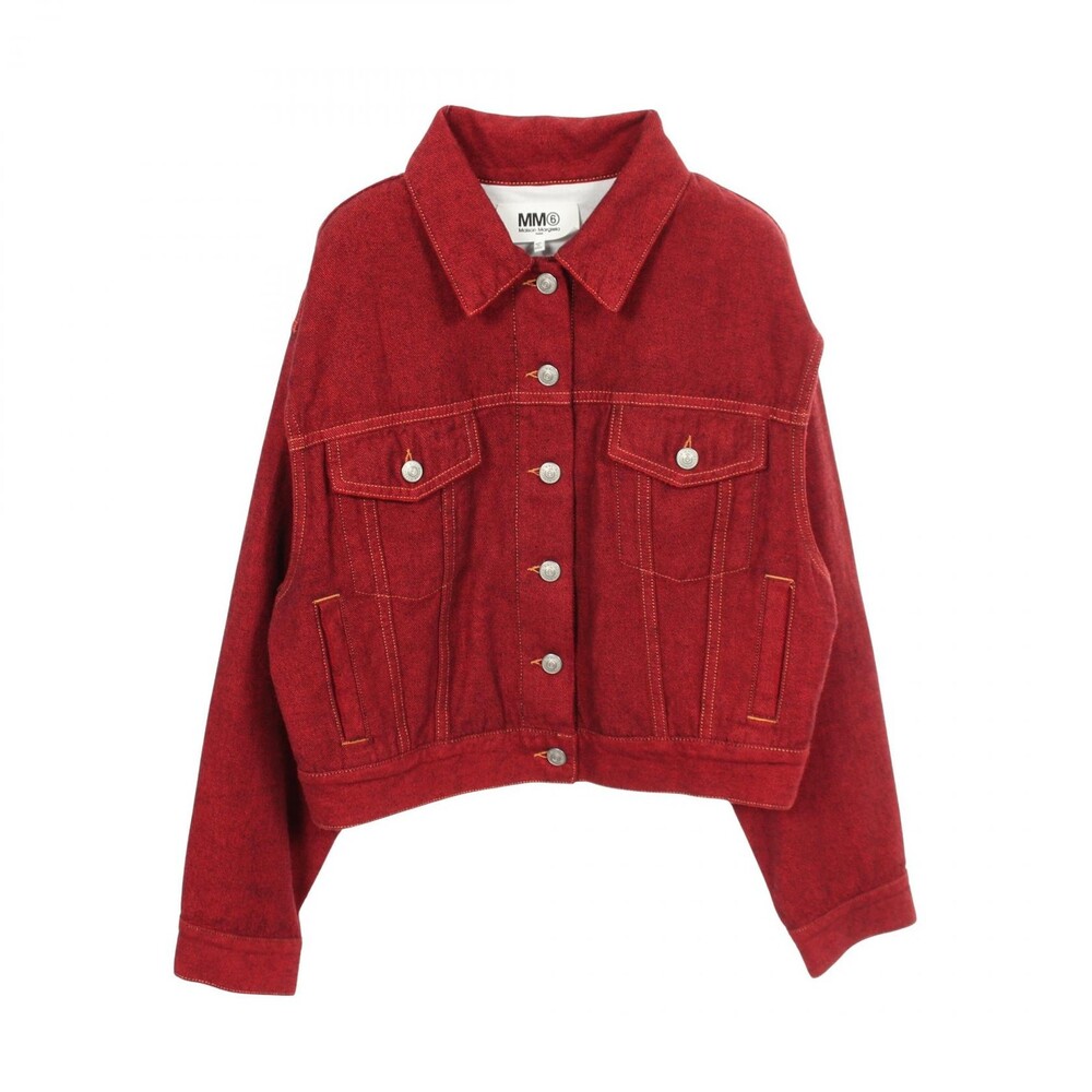 Mm6 Open Sleeve Back Logo Denim Jacket #338776M39B